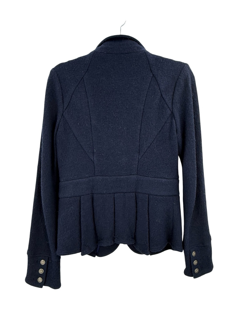 Elevenses Anthropologie Navy Wool Blend Military Peplum Jacket XS - Picture 6 of 16